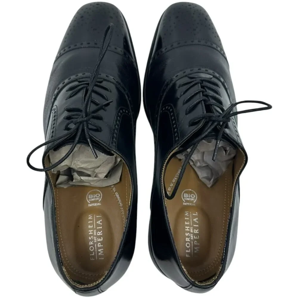 Florsheim Imperial Bio Comfort Mens Shoes Black Leather Oxfords 10D 12031 Preown